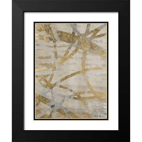 Golden and Silver Rings Black Modern Wood Framed Art Print with Double Matting by Brown, Denise