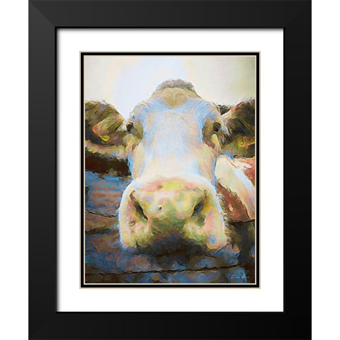 Hello Black Modern Wood Framed Art Print with Double Matting by Brown, Denise