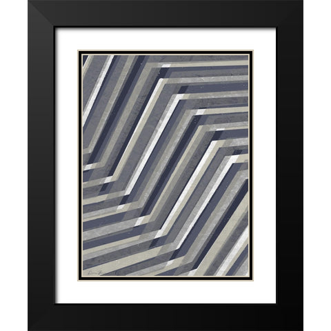 Geometric Line Black Modern Wood Framed Art Print with Double Matting by Brown, Denise