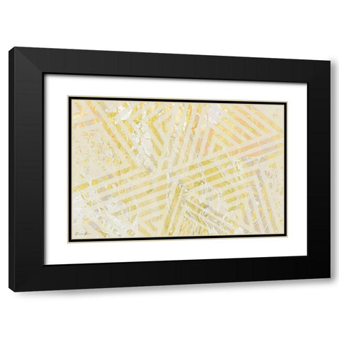 Orange Gold Pattern Black Modern Wood Framed Art Print with Double Matting by Brown, Denise