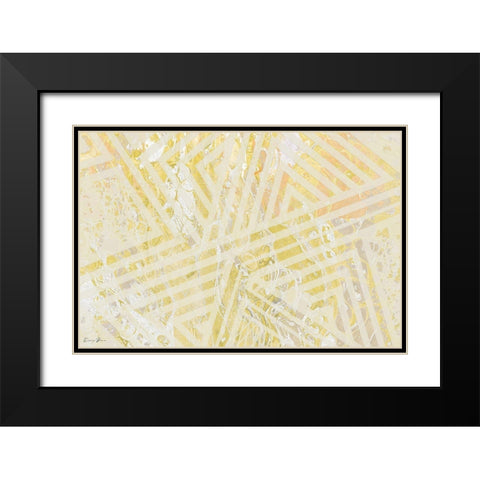 Orange Gold Pattern Black Modern Wood Framed Art Print with Double Matting by Brown, Denise