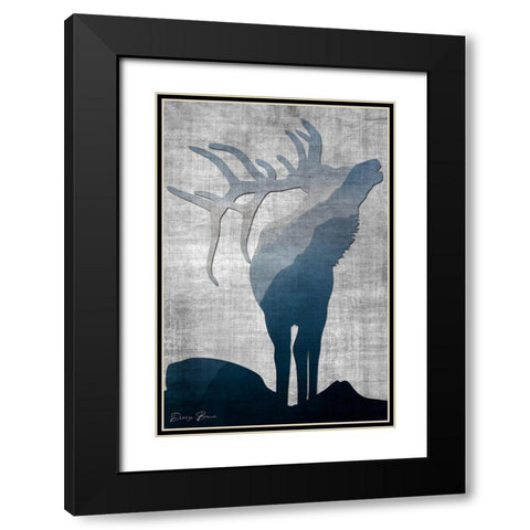 Buck Silhouette 1 Black Modern Wood Framed Art Print with Double Matting by Brown, Denise
