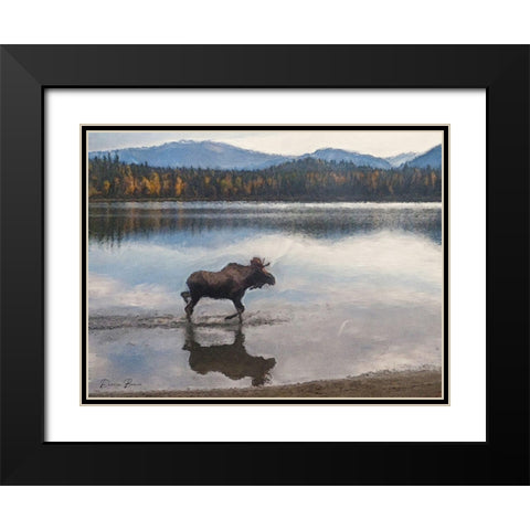 Moose Black Modern Wood Framed Art Print with Double Matting by Brown, Denise