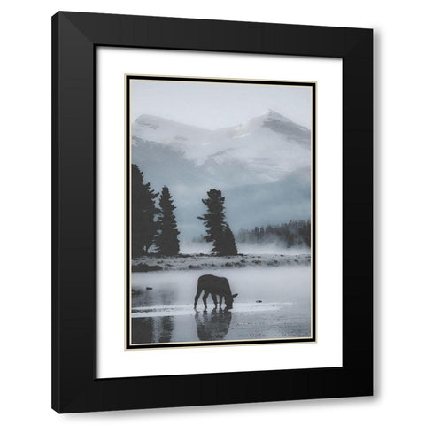 Mountain Silhouette Black Modern Wood Framed Art Print with Double Matting by Brown, Denise