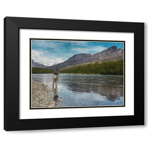 River Time Black Modern Wood Framed Art Print with Double Matting by Brown, Denise