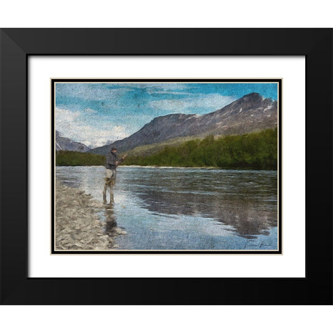 River Time Black Modern Wood Framed Art Print with Double Matting by Brown, Denise