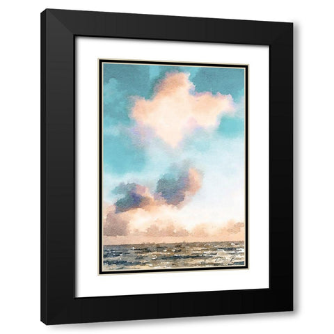 Watercolor Clouds Black Modern Wood Framed Art Print with Double Matting by Brown, Denise