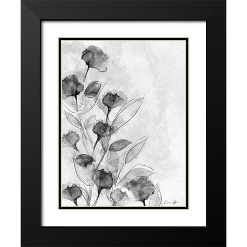Astor Place Floral 1 Black Modern Wood Framed Art Print with Double Matting by Brown, Denise