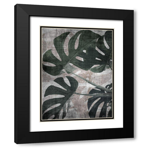 Glam Greenery 1 Black Modern Wood Framed Art Print with Double Matting by Brown, Denise