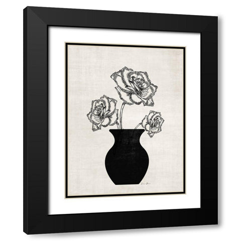 Dramatic Floral Black Modern Wood Framed Art Print with Double Matting by Brown, Denise