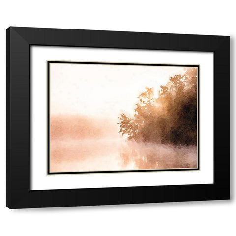 Lake By Sunset Black Modern Wood Framed Art Print with Double Matting by Brown, Denise