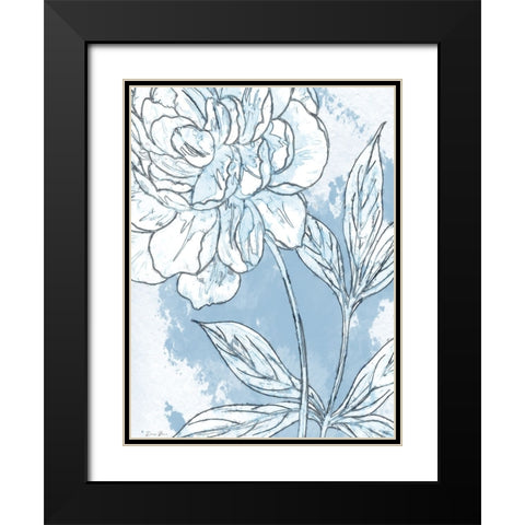 Blue Floral 1 Black Modern Wood Framed Art Print with Double Matting by Brown, Denise