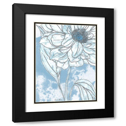 Blue Floral 2 Black Modern Wood Framed Art Print with Double Matting by Brown, Denise