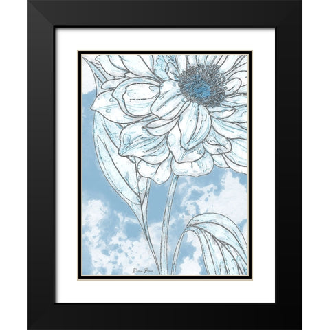 Blue Floral 2 Black Modern Wood Framed Art Print with Double Matting by Brown, Denise