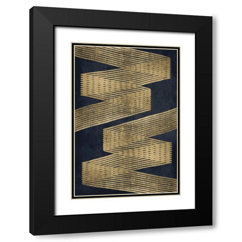 Golden Criss Cross 1 Black Modern Wood Framed Art Print with Double Matting by Brown, Denise