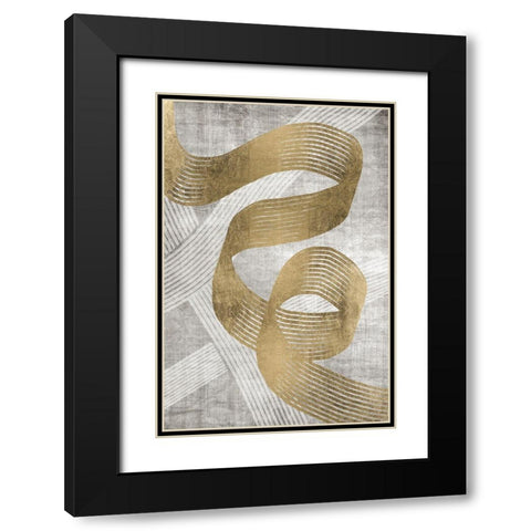 Golden Ribbon 1 Black Modern Wood Framed Art Print with Double Matting by Brown, Denise