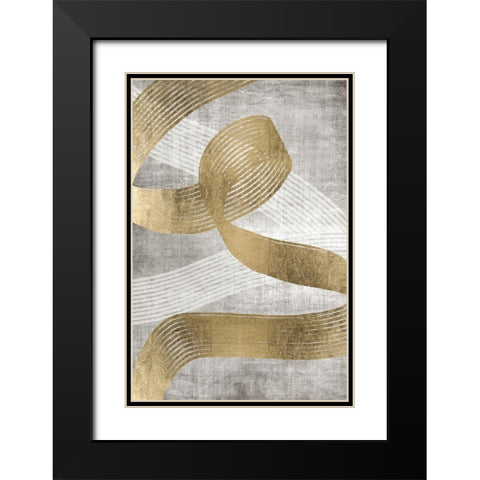 Golden Ribbon 2 Black Modern Wood Framed Art Print with Double Matting by Brown, Denise