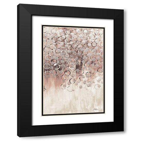 Blush Drops 2 Black Modern Wood Framed Art Print with Double Matting by Brown, Denise