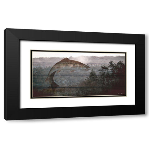 Jumping Trout Black Modern Wood Framed Art Print with Double Matting by Brown, Denise