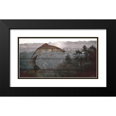 Jumping Trout Black Modern Wood Framed Art Print with Double Matting by Brown, Denise