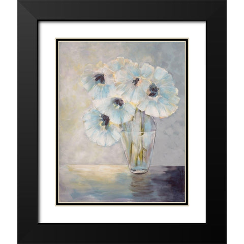 White Blooms Black Modern Wood Framed Art Print with Double Matting by Charest, Doris
