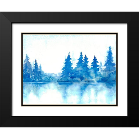 Blue Forest Black Modern Wood Framed Art Print with Double Matting by Charest, Doris