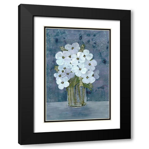 White Floral Blues 2 Black Modern Wood Framed Art Print with Double Matting by Charest, Doris
