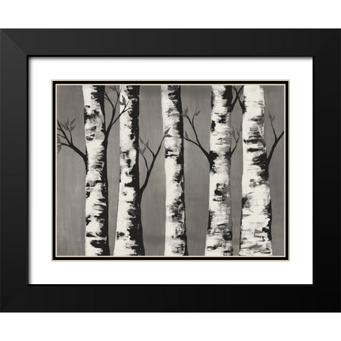 Birch Backwoods Black Modern Wood Framed Art Print with Double Matting by Charest, Doris
