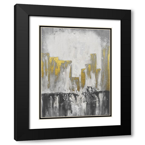 Golden City Glow 2 Black Modern Wood Framed Art Print with Double Matting by Charest, Doris