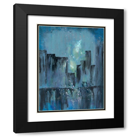 City Nights 1 Black Modern Wood Framed Art Print with Double Matting by Charest, Doris