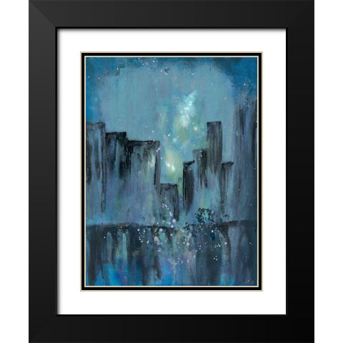 City Nights 1 Black Modern Wood Framed Art Print with Double Matting by Charest, Doris
