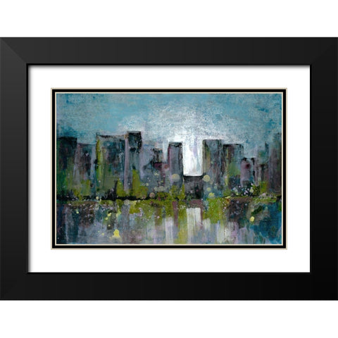 City Glow Black Modern Wood Framed Art Print with Double Matting by Charest, Doris