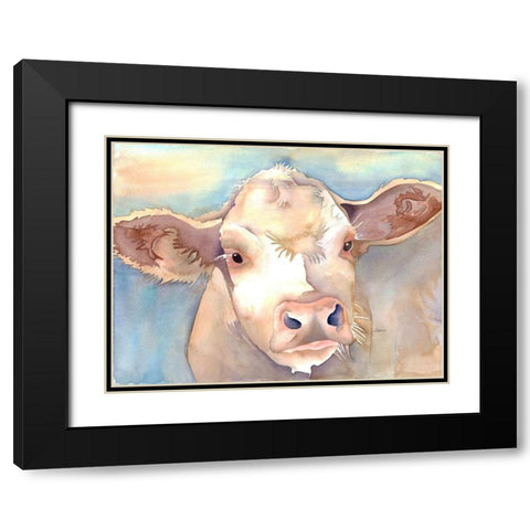 Watching Cattle 1 Black Modern Wood Framed Art Print with Double Matting by Charest, Doris