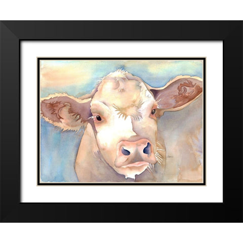Watching Cattle 1 Black Modern Wood Framed Art Print with Double Matting by Charest, Doris