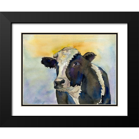 Watching Cattle 2 Black Modern Wood Framed Art Print with Double Matting by Charest, Doris