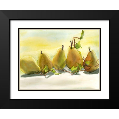 Pears In A Row 1 Black Modern Wood Framed Art Print with Double Matting by Charest, Doris