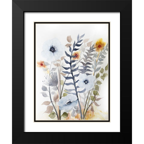 Floral Embrace 2 Black Modern Wood Framed Art Print with Double Matting by Charest, Doris