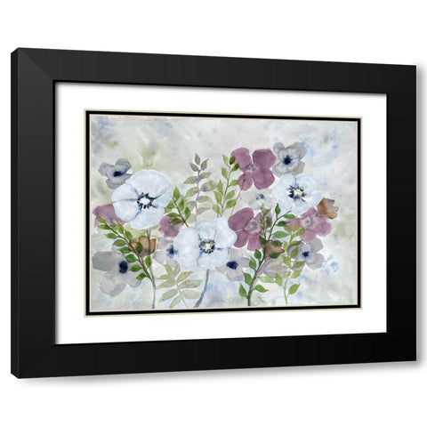 Floral Gossip 1 Black Modern Wood Framed Art Print with Double Matting by Charest, Doris