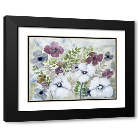 Floral Gossip 2 Black Modern Wood Framed Art Print with Double Matting by Charest, Doris