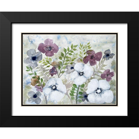 Floral Gossip 2 Black Modern Wood Framed Art Print with Double Matting by Charest, Doris