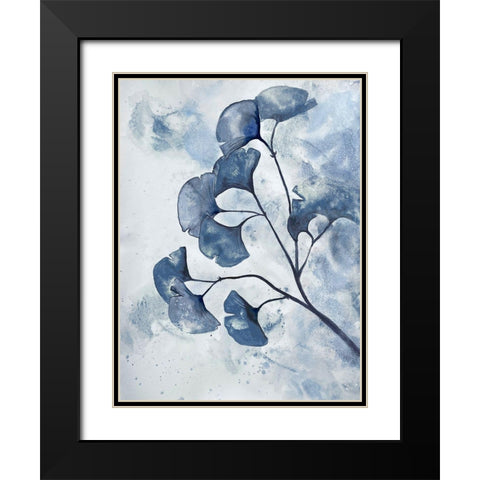 Indigo Splashed Ginkos 2 Black Modern Wood Framed Art Print with Double Matting by Charest, Doris