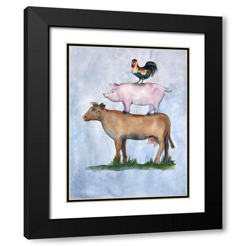 Misunderstood Cow Black Modern Wood Framed Art Print with Double Matting by Charest, Doris