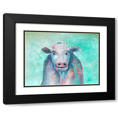 Misunderstood Cow Black Modern Wood Framed Art Print with Double Matting by Charest, Doris