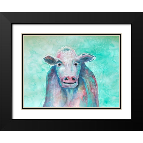 Misunderstood Cow Black Modern Wood Framed Art Print with Double Matting by Charest, Doris