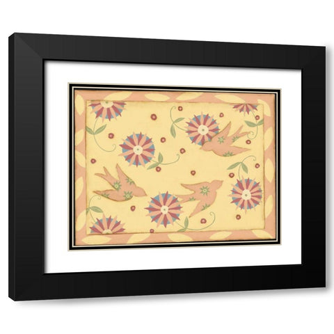 Pink Bird Black Modern Wood Framed Art Print with Double Matting by DiPaolo, Dan
