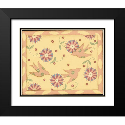 Pink Bird Black Modern Wood Framed Art Print with Double Matting by DiPaolo, Dan