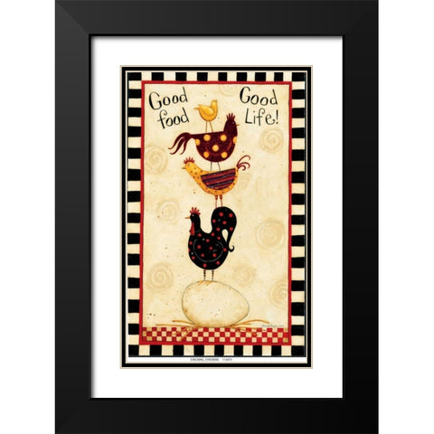 Stacking Chickens Black Modern Wood Framed Art Print with Double Matting by DiPaolo, Dan