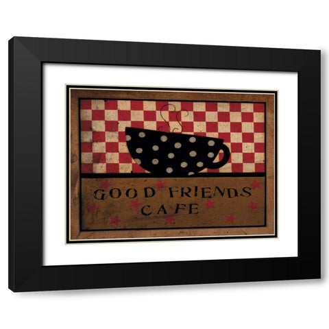 Friends And Coffee Black Modern Wood Framed Art Print with Double Matting by DiPaolo, Dan