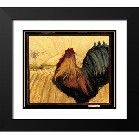 Windmill Rooster Black Modern Wood Framed Art Print with Double Matting by DiPaolo, Dan