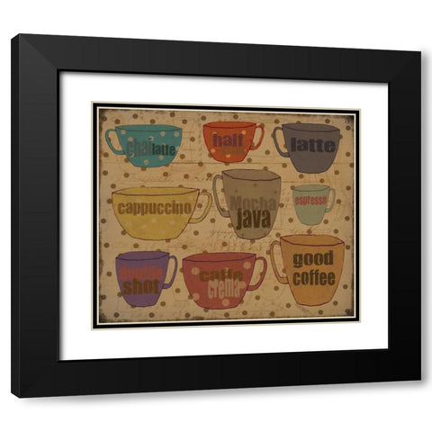 Coffee Dots Black Modern Wood Framed Art Print with Double Matting by DiPaolo, Dan